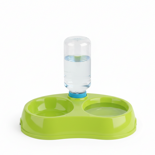 Plato Doble con Dispensador de Agua 35x18x12cm - 2 en 1